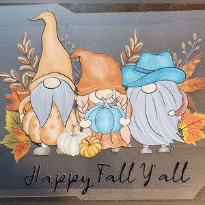 Charming Fall Gnome Wall Art with Blue and Orange Details